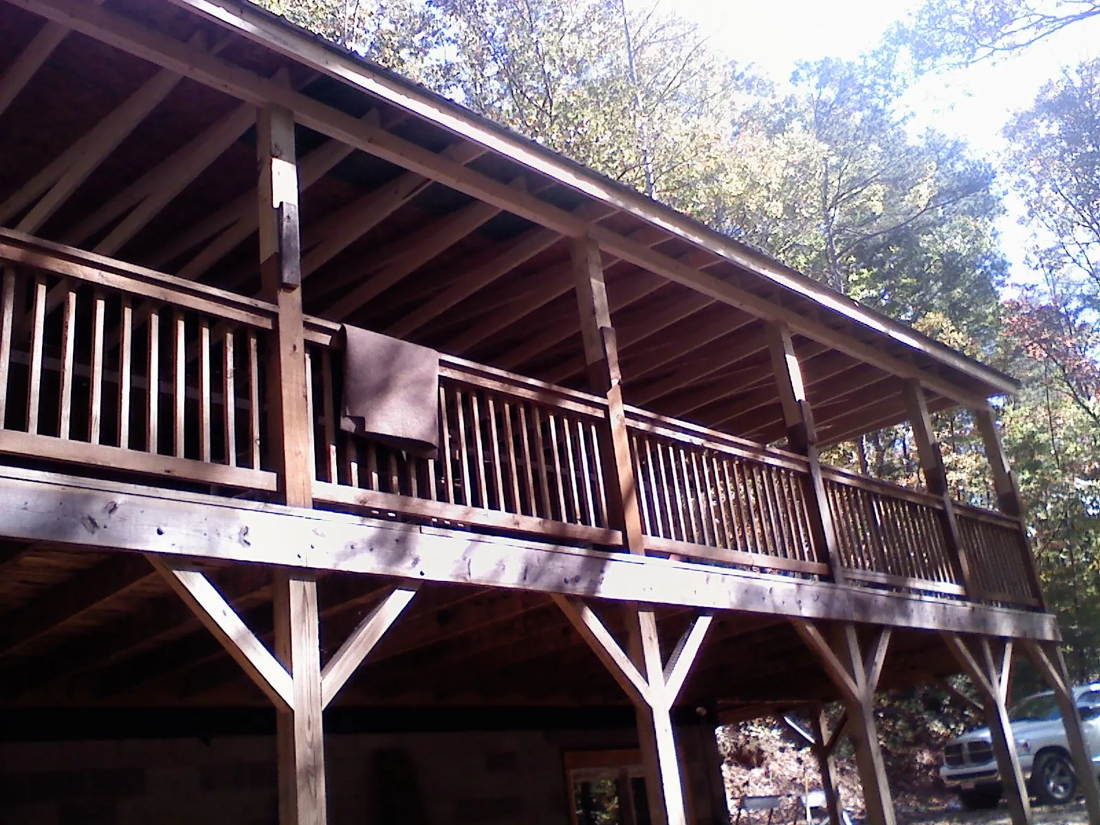 Timber framing under a new elevated porch and deck — Roof Leak Repair in Folsom by Roofing Brothers